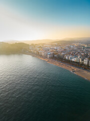 Aerial view of Lloret del Mar City. Mediterranean coastal town in Catalonia, Spain. One of the most...