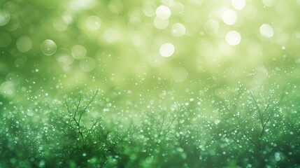 Obraz premium Emerald Dreamscape Whimsical Cosmic Terrain with Confetti Speckles and Surreal Organic Silhouettes in Misty Focus