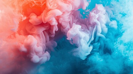 Obraz premium Vibrant Haze Abstract Smokey Art in Pink, Azure, Turquoise, and Orange Palette