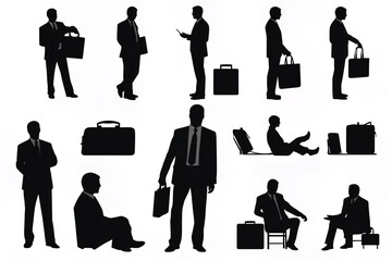 set of business people silhouettes on an isolated background