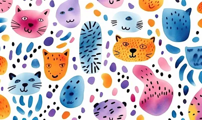 Meubelstickers seamless pattern with cats © Uladzimir