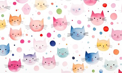 Fototapeta premium seamless pattern with cats and birds