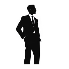 silhouette of a businessman on an isolated white background