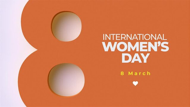 Animate the number 8 by flipping the page, the concept of International Women's Day in the color of peach fuzz
