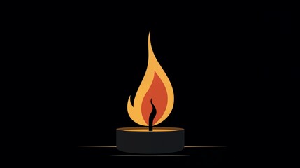 Minimalist Candle Flame on Black Background