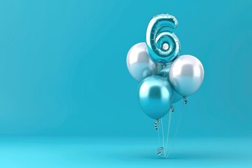 Blue Balloon Number Six Festivity