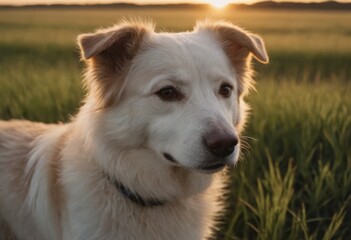 portrait of dog among the grasses