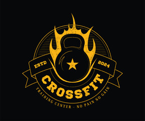 Retro CrossFit gym logo. Gym logo design.