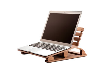 Wooden Laptop Stand Design Isolated On Transparent Background