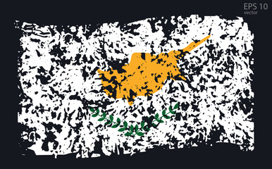 Obraz premium Vector flag of Cyprus. Vector illustration with cracks and abrasions.