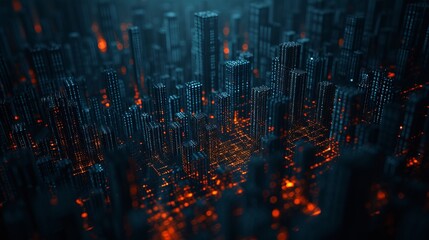 Advanced 3d hologram of algorithm graph for data analysis and business, dynamic composition