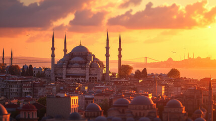 Fototapeta premium Mystical Miniature Istanbul - Enchanting Clay Art Print