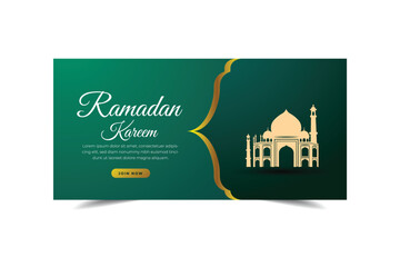 Realistic ramadan celebration horizontal banner template