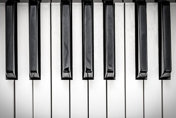 Naklejka premium Black and White Piano Keys texture