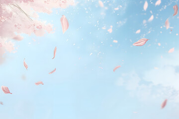 A beautiful scene of cherry blossoms, also known as sakura, in full bloom.  - obrazy, fototapety, plakaty