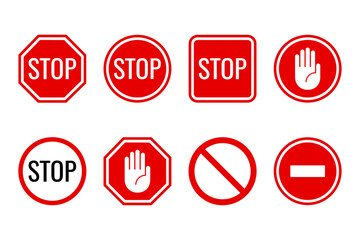 Stop symbols. Red stop sign vector.