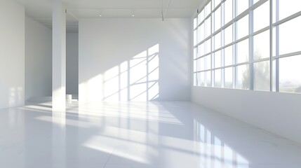 White room, glass windows, combined with the sunlight on the wall. : Generative AI