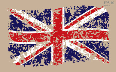 Fototapeta premium Vector flag of England. Vector illustration with cracks and abrasions.
