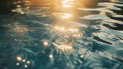 Ripple Water in swimming pool with sun reflection : Generative AI