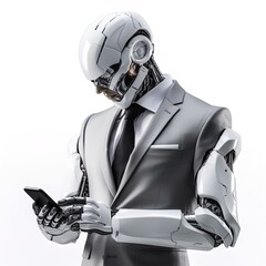 robot in a businessman suit on an isolated background