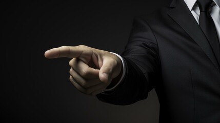 business person pointing finger at something