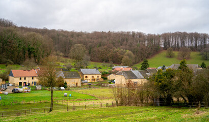 Fototapeta na wymiar Small village in the French Ardennes 