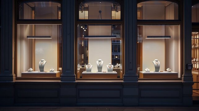 Jewelry shop window display : Generative AI