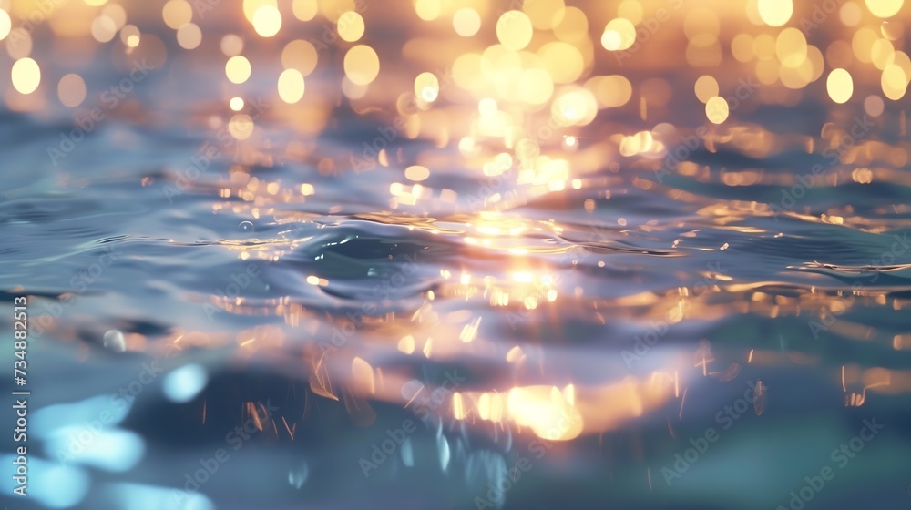 Poster soft background abstract texture with lights cycle bokeh and reflect on water : Generative AI