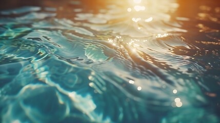 Ripple Water in swimming pool with sun reflection : Generative AI - obrazy, fototapety, plakaty