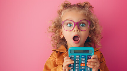 surprised kid with calculator,ai