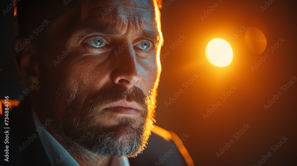 Aufkleber businessman with tablet, technology or corporate communication isolated on studio background. profes