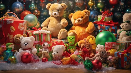 Fototapeta na wymiar festive holiday toy background