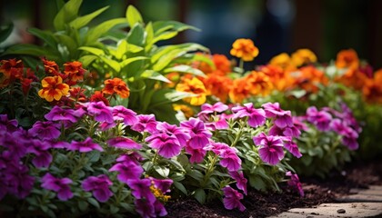 Fototapeta na wymiar A Garden Bursting With Vibrant, Colorful Flowers