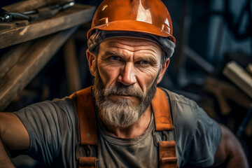 Portrait of middle aged mine worker