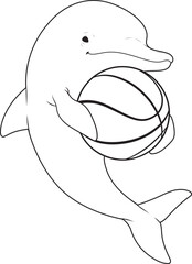Dolphin Basketball player Basketball Sports Animal Vector Graphic Art Illustration