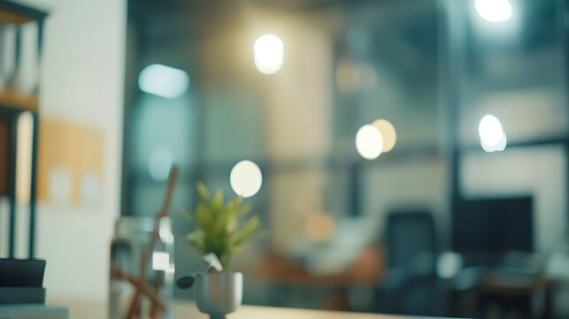 atmosphere around office blur background with bokeh : Generative AI