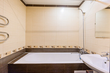 interior apartment room bathroom, sink, decorative elements, toilet. WC, sanitary unit, wash room