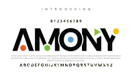 Amony Digital abstract modern alphabet font creative urban futuristic fashion sport minimalist logo design.
