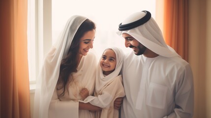 portrait of a middle eastern couple with children