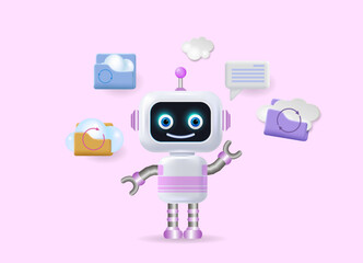 3d chatbot. Artificial intelligence in science, business,
 technology and engineering medicine. Vector image, space for copying
