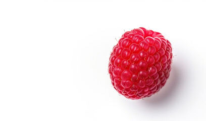 Raspberry isolated on a blue background with copy space.