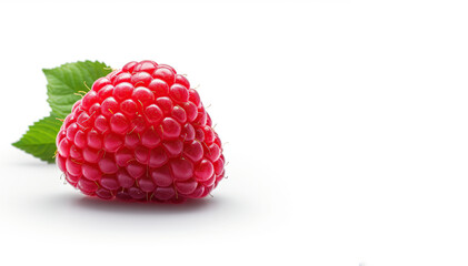 Raspberry isolated on a blue background with copy space.