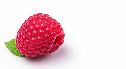 Raspberry isolated on a blue background with copy space.