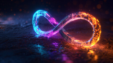 Glowing multicolored infinity symbol - obrazy, fototapety, plakaty