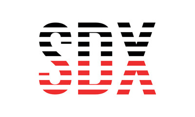 SDX three initial letter iconic line negative space minimal logo design vector template. monogram, abstract, wordmark, business, typography, minimalist, brand, company, flat, modern, unique, simple