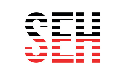 SEH three initial letter iconic line negative space minimal logo design vector template. monogram, abstract, wordmark, business, typography, minimalist, brand, company, flat, modern, unique, simple