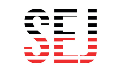 SEJ three initial letter iconic line negative space minimal logo design vector template. monogram, abstract, wordmark, business, typography, minimalist, brand, company, flat, modern, unique, simple