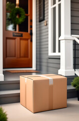 box at the door of the house. on the porch, delivery
