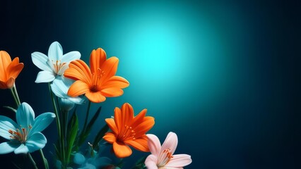Obraz na płótnie Canvas A postcard with spring flowers on a dark background and space for text.