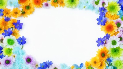 A frame decorated with bright flowers for congratulations.